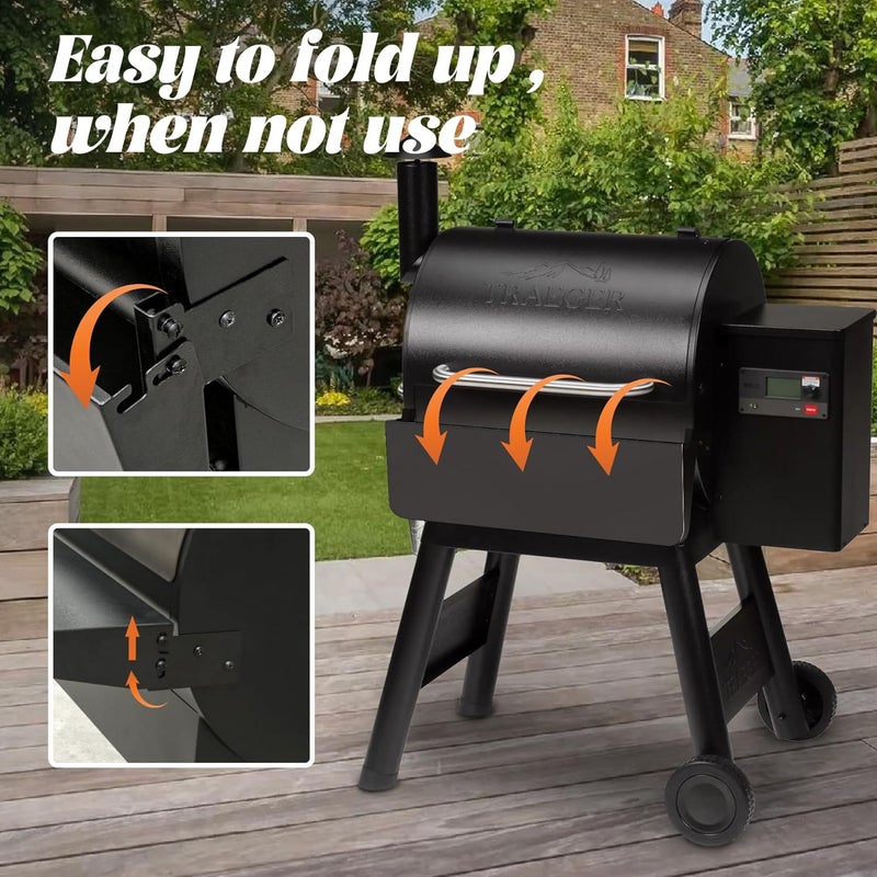 GORGERILA Folding Front Shelf for Traeger Pro 22 575 Ironwood 650 Accessories Smoker Foldable Shelves BAC362 Replacement Parts 25" Pellet Grill Storage Shelf Barbecue Tray - Image 3